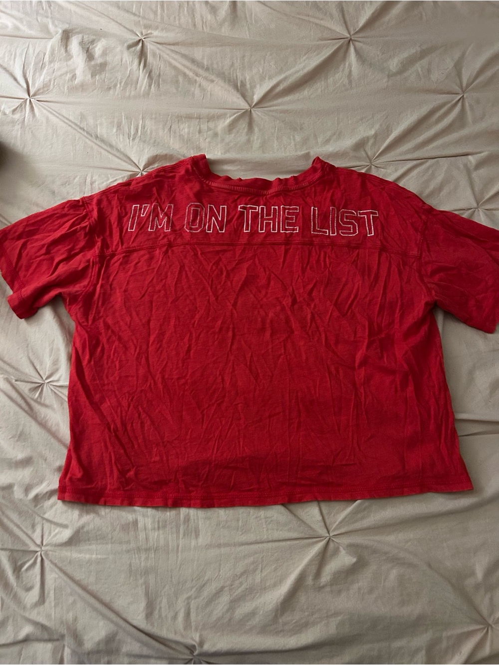 aerie I’m on the List Red Short Sleeve Cropped Crewneck Tee